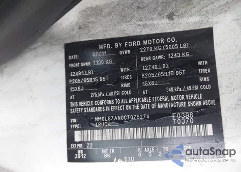 2012 Ford Transit Connect Xl from USA, damaged, VIN NM0LS7AN0CT075274